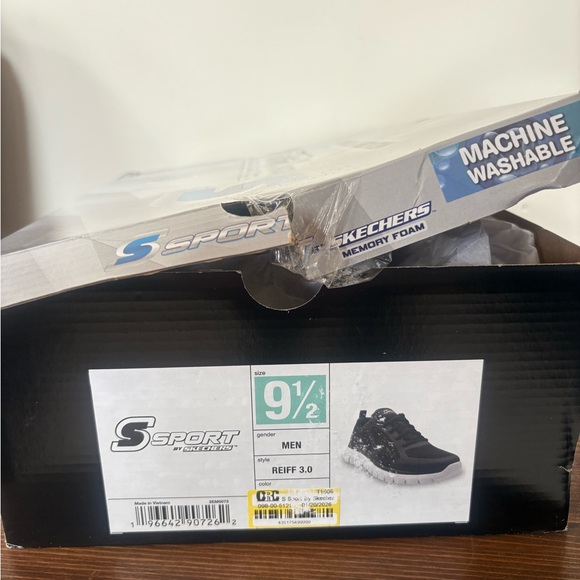 Skechers Men's Black and White Slip-On Mesh Sneakers - Picture 5 of 5
